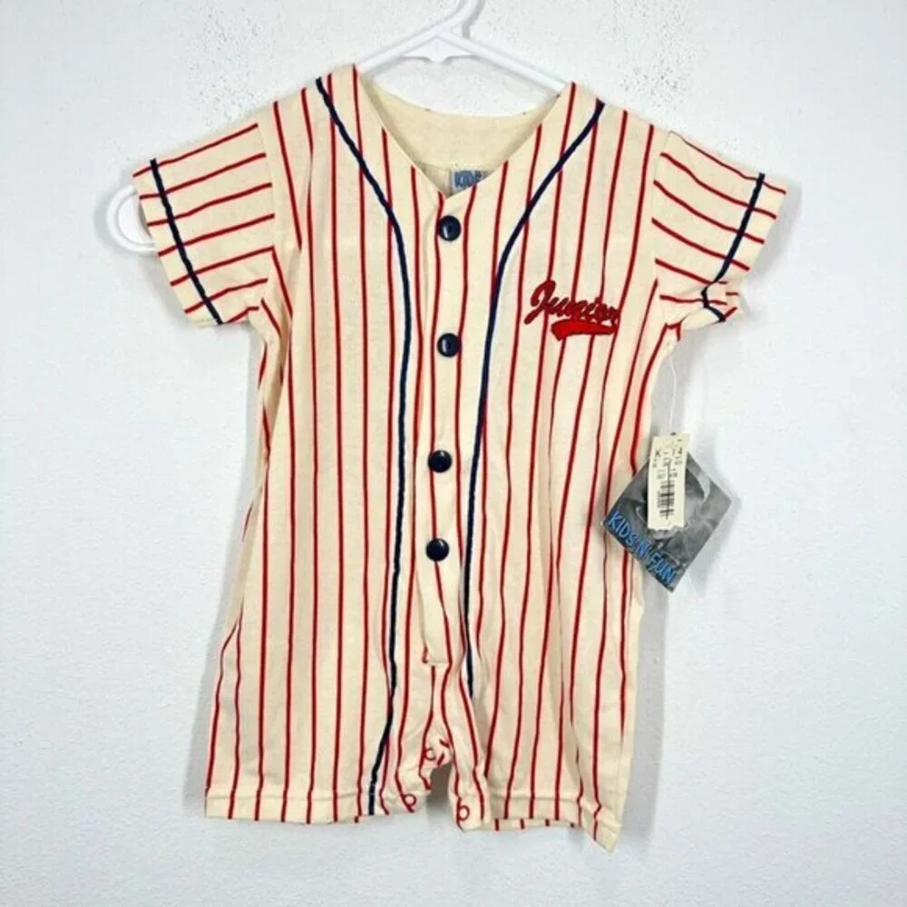Vintage Kids N Fun Baseball Uniform Outfit Shorts Embroidered Sporty Size 12M